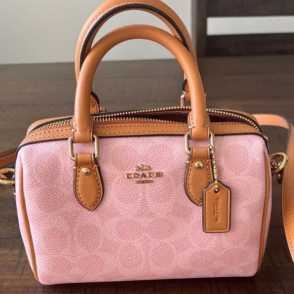 Coach Powder Pink Leather Mini Rowan Crossbody Bag - Picture 4 of 8